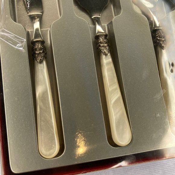 EME Inox Italy Ivory Opalescent Tapas Cutlery Cheese Knives 18/10 Set Of 3 NIB - Picture 8 of 12